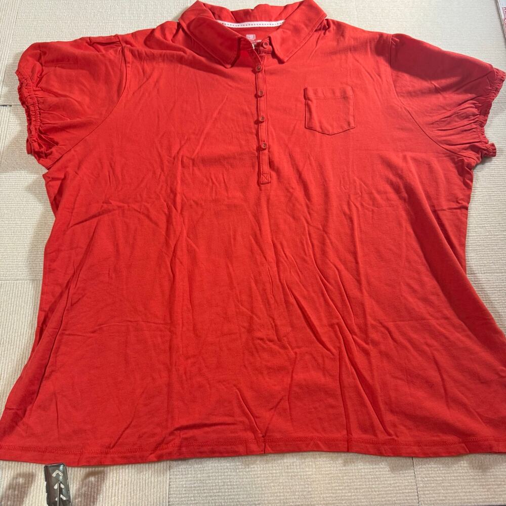 Lot of 2 Faded Glory Women's Polo 4X ( 26/28 ) Plus Sized 100% Cotton Pink Red